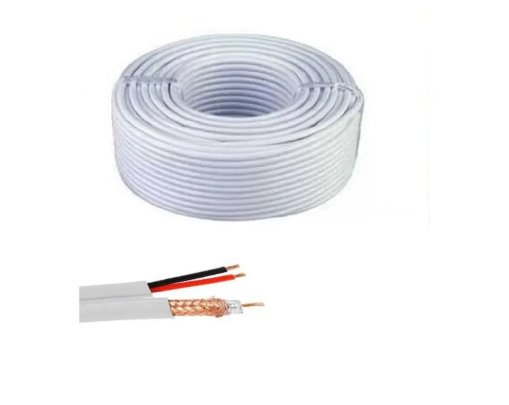Câble Coaxial 100M pour Caméra de Surveillance – Duo Vidéo + Alimentation 12V (Roll 100m)