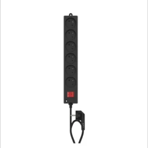 Multiprise INGELEC 6 prises 2P+T avec interrupteur – Noir